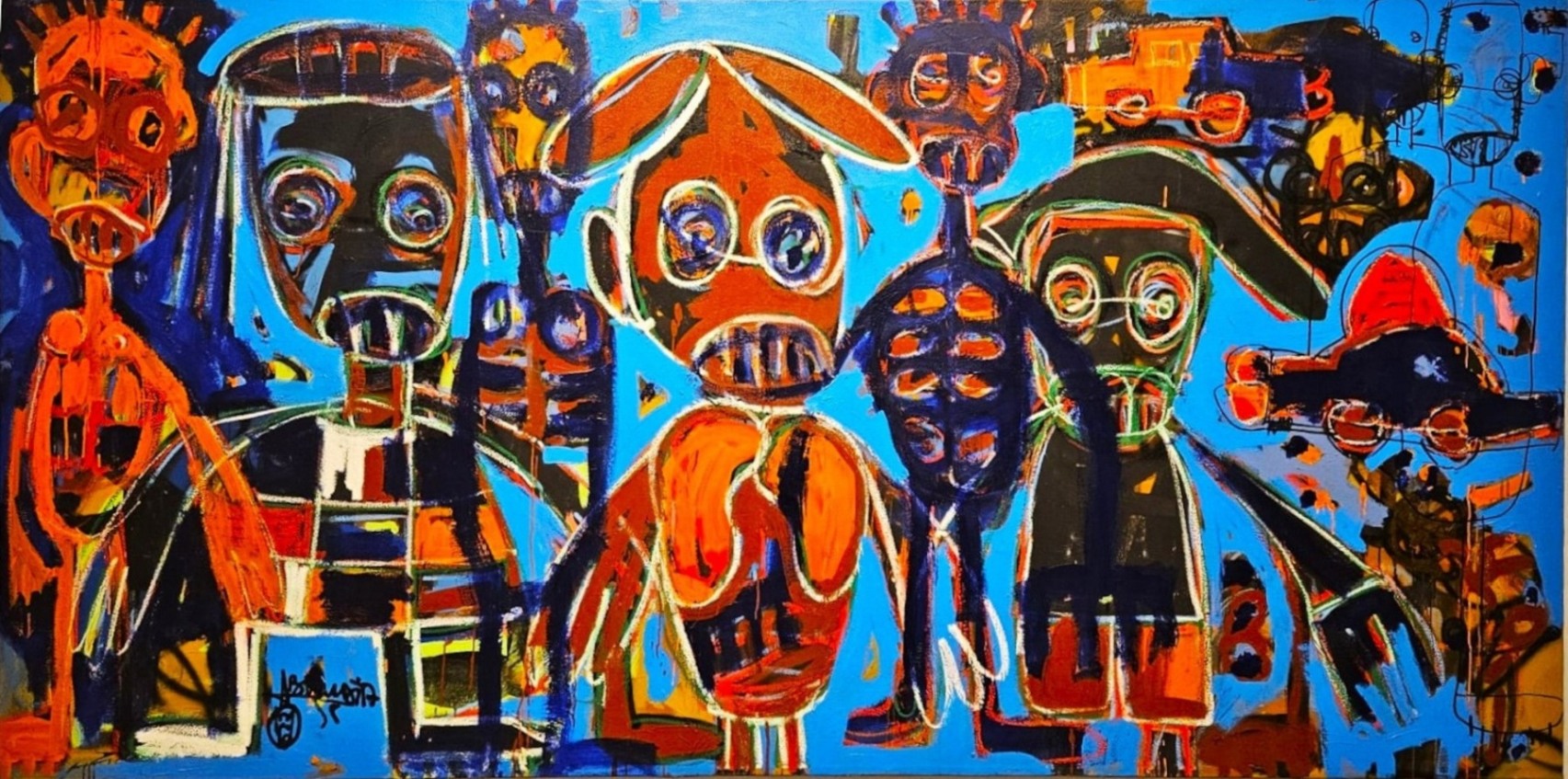 Aboudia 150x300 cm, acrylic and collage on canvas,  Artnew Gallery